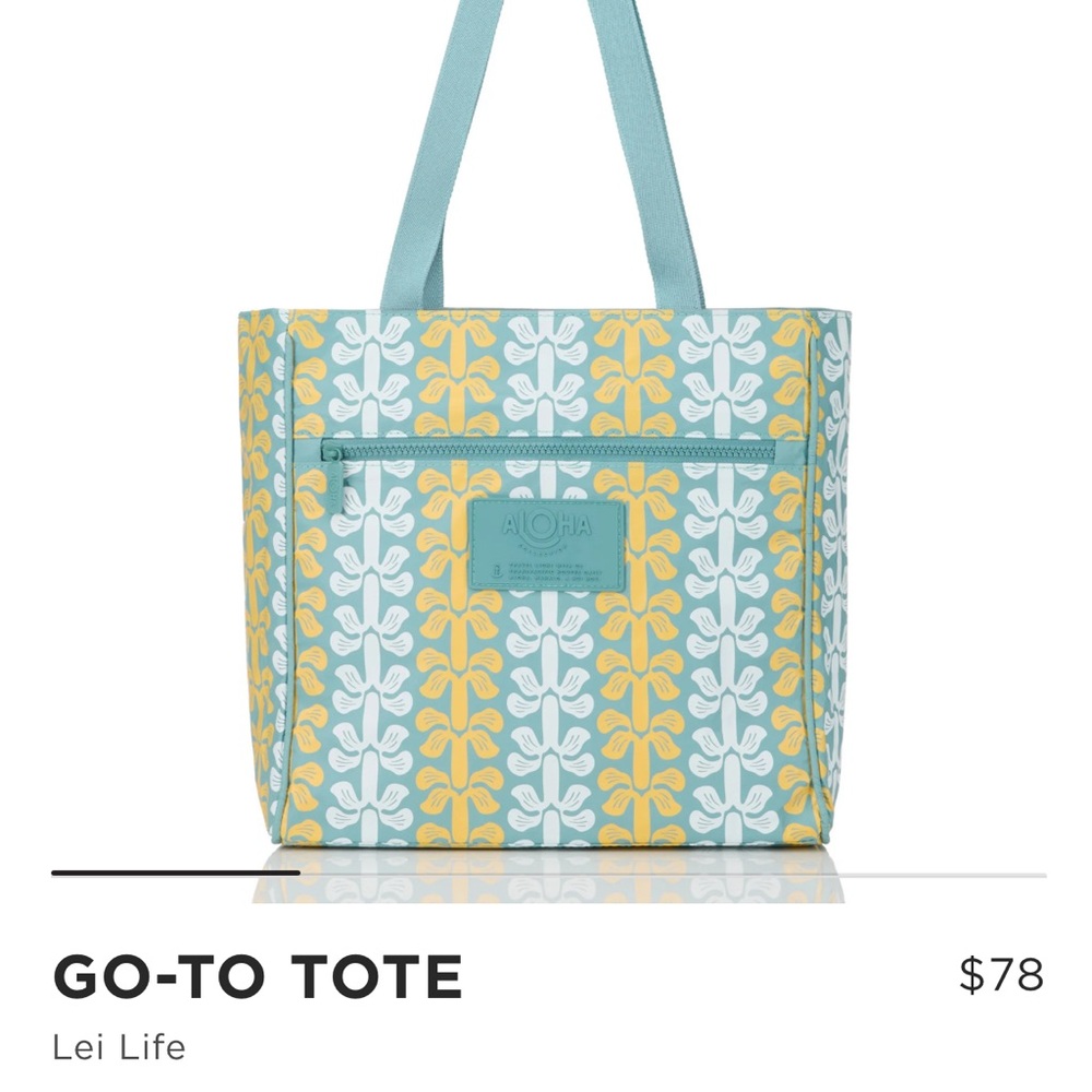 ALOHA Collection Go-To Tote - Teal and Yellow NWT
